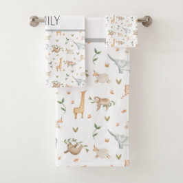かわいいサファリ動物の子どもバスタオルセット バスタオルセット