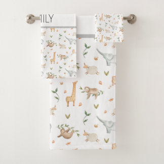 かわいいサファリ動物の子どもバスタオルセット バスタオルセット