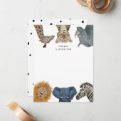 かわいいサファリ動物の子供たち ノートカード (正面/裏面インサイチュ)