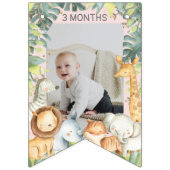 かわいいサファリ動物の少女の誕生日の写真 バンティングフラッグ (第2の旗)