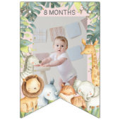 かわいいサファリ動物の少女の誕生日の写真 バンティングフラッグ (第3の旗)