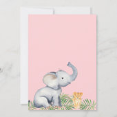 かわいいサファリ動物の局所フローラ赤ちゃんシャワー 招待状 (裏面)