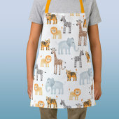 かわいいサファリ動物の水彩画 エプロン