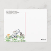 かわいいサファリ動物の熱帯フローラ赤ちゃんシャワー ポストカード (裏面)