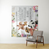 かわいいサファリ動物の男の子ベビーシャワー背景看板 タペストリー (インサイチュ)