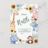 かわいいサファリ動物の緑のベビーシラッフルおむつ エンクロージャーカード (正面)