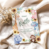 かわいいサファリ動物の緑のベビーシラッフルおむつ エンクロージャーカード