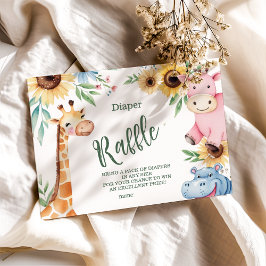 かわいいサファリ動物の緑の赤ちゃんシャワー エンクロージャーカード