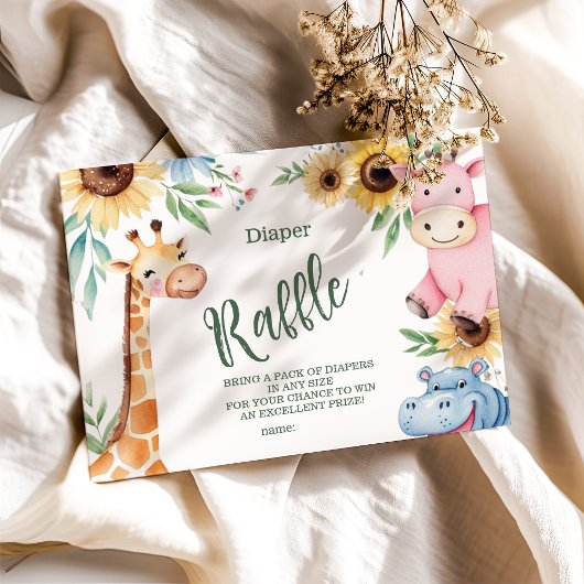 かわいいサファリ動物の緑の赤ちゃんシャワー エンクロージャーカード