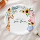 かわいいサファリ動物の緑の赤ちゃんシャワー ペーパープレート