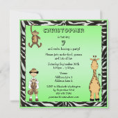 かわいいサファリ動物の誕生会 招待状 (裏面)