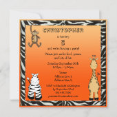 かわいいサファリ動物の誕生会 招待状 (裏面)