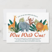 かわいいサファリ動物の誕生日パーティーキッズ 招待状 (正面)