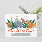 かわいいサファリ動物の誕生日パーティーキッズ 招待状 (スタンド正面)