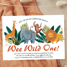 かわいいサファリ動物の誕生日パーティーキッズ 招待状