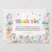 かわいいサファリ動物の誕生日パーティーサンキューカード サンキューカード (正面)