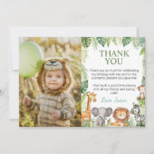 かわいいサファリ動物の誕生日写真ありがとうカード サンキューカード (正面)