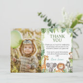 かわいいサファリ動物の誕生日写真ありがとうカード サンキューカード (スタンド正面)