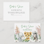 かわいいサファリ動物の赤ちゃんシャワーおむつ ノートカード (正面/裏面)