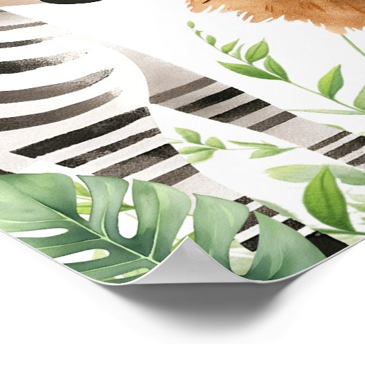 かわいいサファリ動物の赤ちゃんシャワーへようこそ ポスター (角)