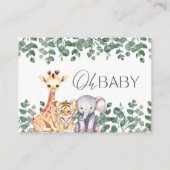 かわいいサファリ動物の赤ちゃんシャワーベビー エンクロージャーカード (裏面)