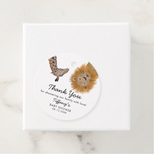 かわいいサファリ動物の赤ちゃんシャワー フェイバータグ (インサイチュ)