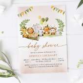 かわいいサファリ動物の赤ちゃんシャワー 招待状