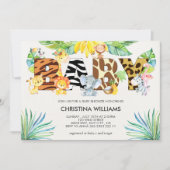 かわいいサファリ動物の赤ちゃんシャワー 招待状 (正面)