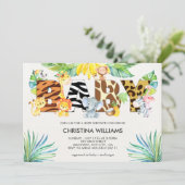 かわいいサファリ動物の赤ちゃんシャワー 招待状 (スタンド正面)