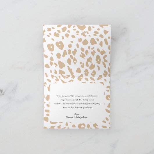 かわいいサファリ動物の赤ちゃん女の子シャワーありがとう サンキューカード (内部)