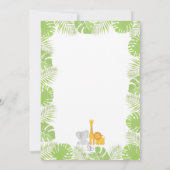 かわいいサファリ動物の野生の1つの第1誕生日 招待状 (裏面)