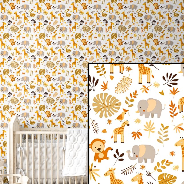 かわいいサファリ動物オレンジブラウンエレファントキリン 壁紙 (クリエイターアップロード済み)