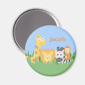 かわいいサファリ動物キッズマパーソナライズされたグネット マグネット (正面/裏面)