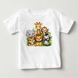 かわいいサファリ動物キッズTシャツ | 愛らしいジャングル ベビーTシャツ