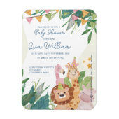 かわいいサファリ動物グリーンリーフィングテーマベビーシャワー マグネット (縦)