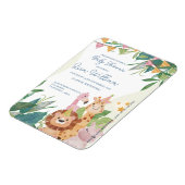 かわいいサファリ動物グリーンリーフィングテーマベビーシャワー マグネット (左側)