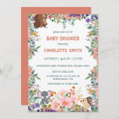 かわいいサファリ動物ジャングルの赤ちゃんシャワー 招待状 (正面/裏面)