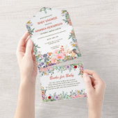 かわいいサファリ動物ジャングルフローラバーシャワー オールインワン招待状 (貼ってはがせる)