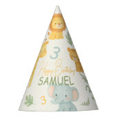 かわいいサファリ動物ジャングル子供の誕生日 パーティーハット (正面)