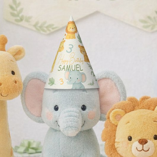 かわいいサファリ動物ジャングル子供の誕生日 パーティーハット