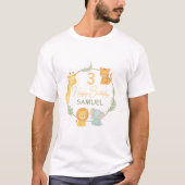 かわいいサファリ動物ジャングル子供の誕生日 Tシャツ (正面)