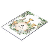 かわいいサファリ動物ジャングル緑の少年学校 ノートブック (左側)