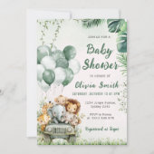 かわいいサファリ動物ジャングル赤ちゃんシャワー 招待状 (正面)