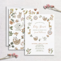 かわいいサファリ動物スクリプトぼほ赤ちゃんシャワー