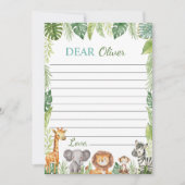 かわいいサファリ動物タイムカプセルノートメッセージカード サンキューカード (正面)