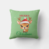 かわいいサファリ動物トナカイのサンタのクリスマスコスタム クッション (裏面)