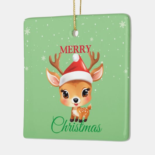 かわいいサファリ動物トナカイのサンタのクリスマスコスタム セラミックオーナメント (左)