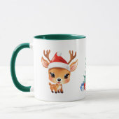 かわいいサファリ動物トナカイのサンタのクリスマスコスタム マグカップ (左)