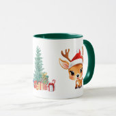かわいいサファリ動物トナカイのサンタのクリスマスコスタム マグカップ (正面右)