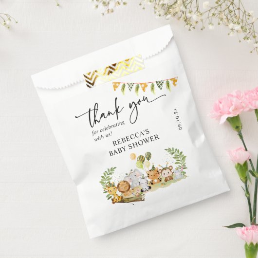 かわいいサファリ動物ベビーシャワーブランチパーティー フェイバーバッグ (封をした状態)